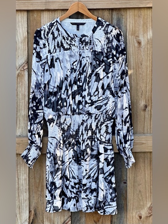 White House Black Market Dresses & Skirts - White House Black Market WHBM Monochrome Sheer Long Sleeves Size Medium